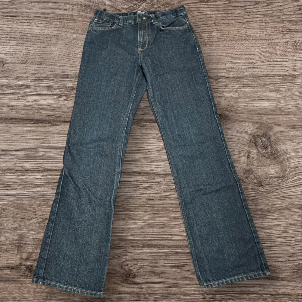 Old Navy Boys 16 Regular Loose Bootcut Jeans Adjustable Waist Dark Wash